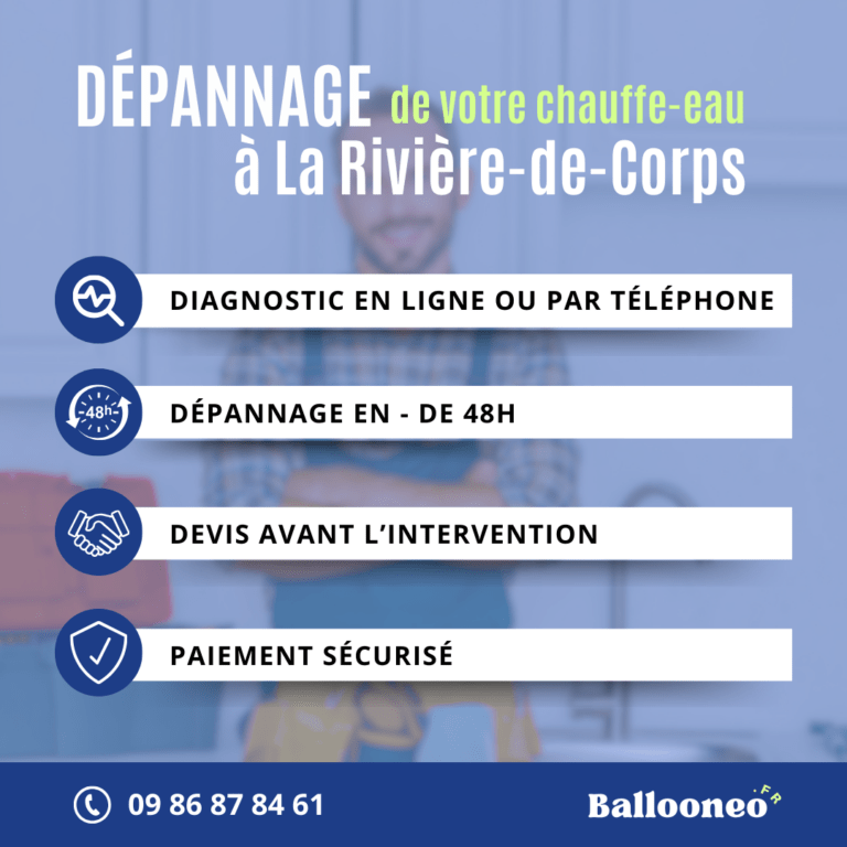 Déroulement d'un dépannage de chauffe-eau par Ballooneo à La Rivière de Corps