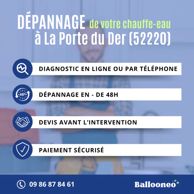 Déroulement d'un dépannage de chauffe-eau par Ballooneo à La Porte du Der