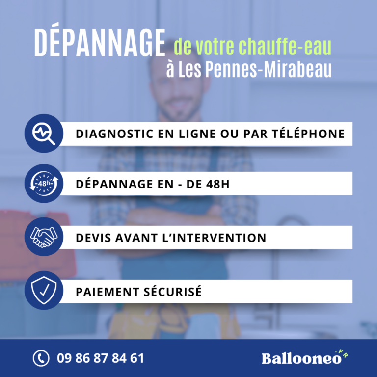 Déroulement d'un dépannage de chauffe-eau par Ballooneo à Les Pennes-Mirabeau (13170)