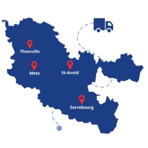 Carte des villes interventions de Ballooneo dans la Moselle (57)