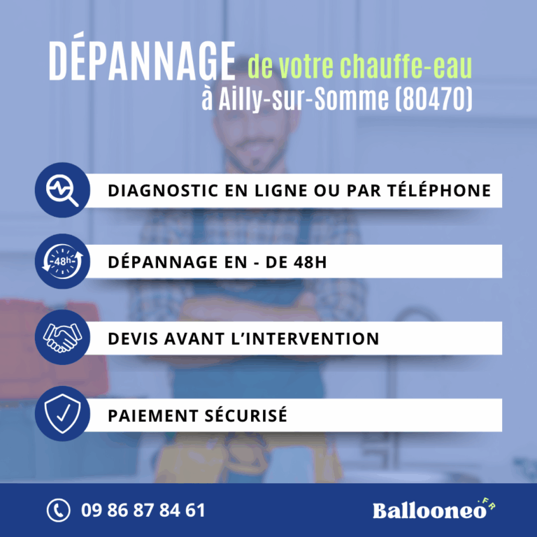 Déroulement d'un dépannage de chauffe-eau par Ballooneo à Ailly-sur-Somme (80470)