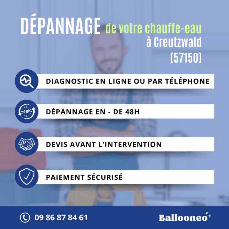 Déroulement d'un dépannage de chauffe-eau par Ballooneo à Creutzwald (57150)