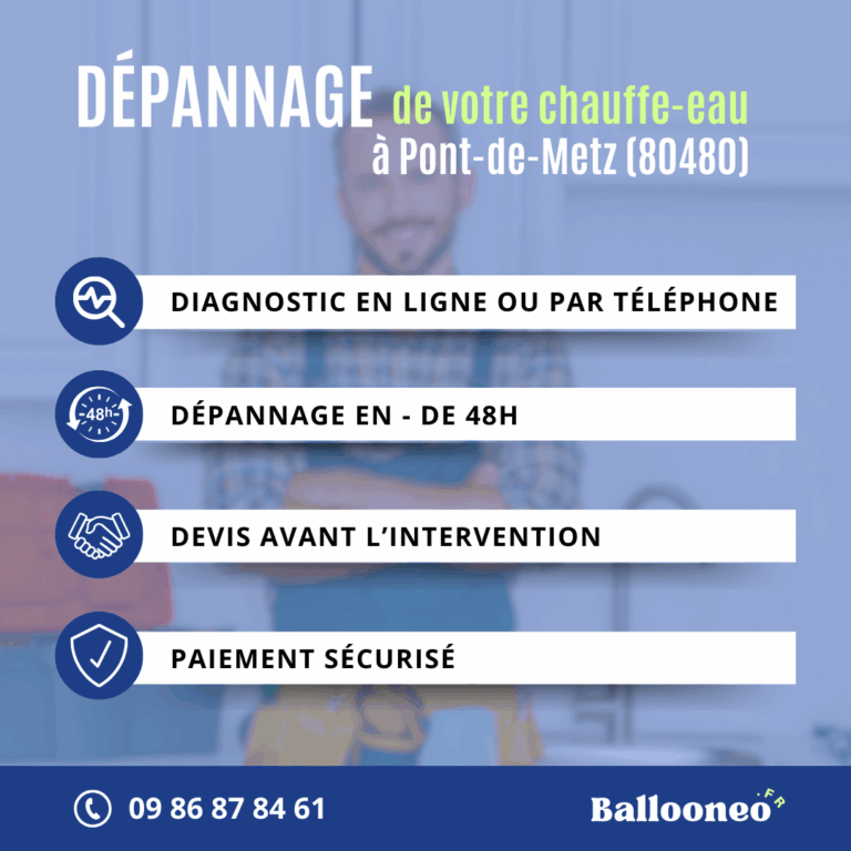 Déroulement d'un dépannage de chauffe-eau par Ballooneo à Pont-de-Metz (80480)