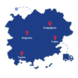 Carte des interventions de Ballooneo dans le département du VAR (83)