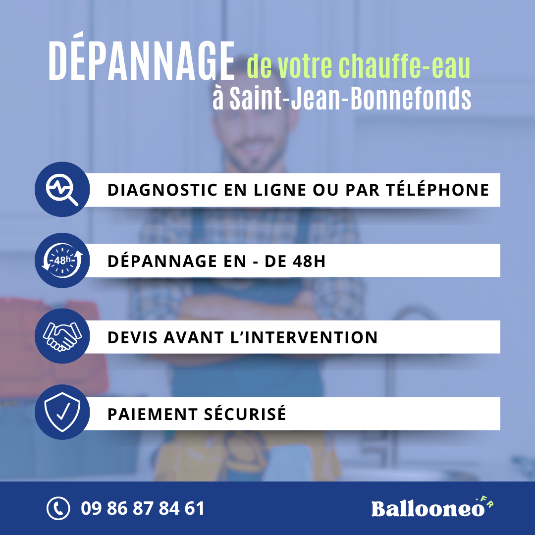 Déroulement d'un dépannage de chauffe-eau par Ballooneo à Saint-Jean-Bonnefonds (42650)