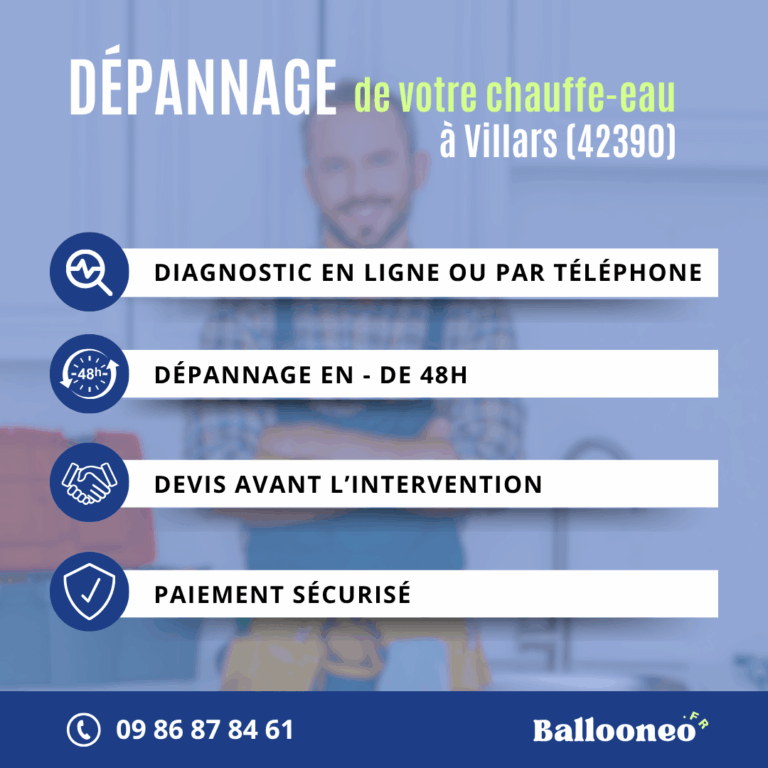 Déroulement d'un dépannage de chauffe-eau par Ballooneo à Villars (42390)