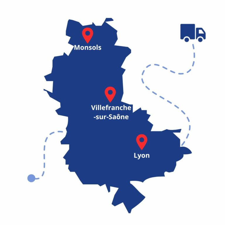 Carte des interventions de Ballooneo dans le département du Rhône (69)