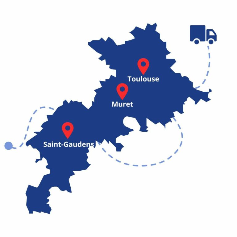 Carte des villes d'intervention de Ballooneo dans le département de la Haute-Garonne (31)