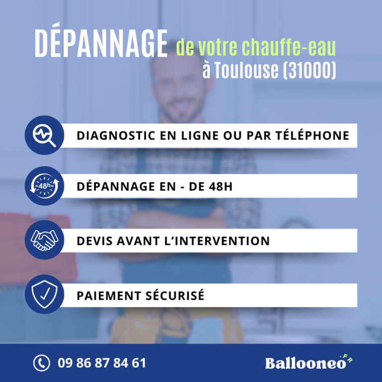 Déroulement d'un dépannage de chauffe-eau par Ballooneo à Toulouse (31000)