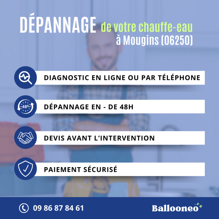 Déroulement d'un dépannage de chauffe-eau par Ballooneo à Mougins (06250)