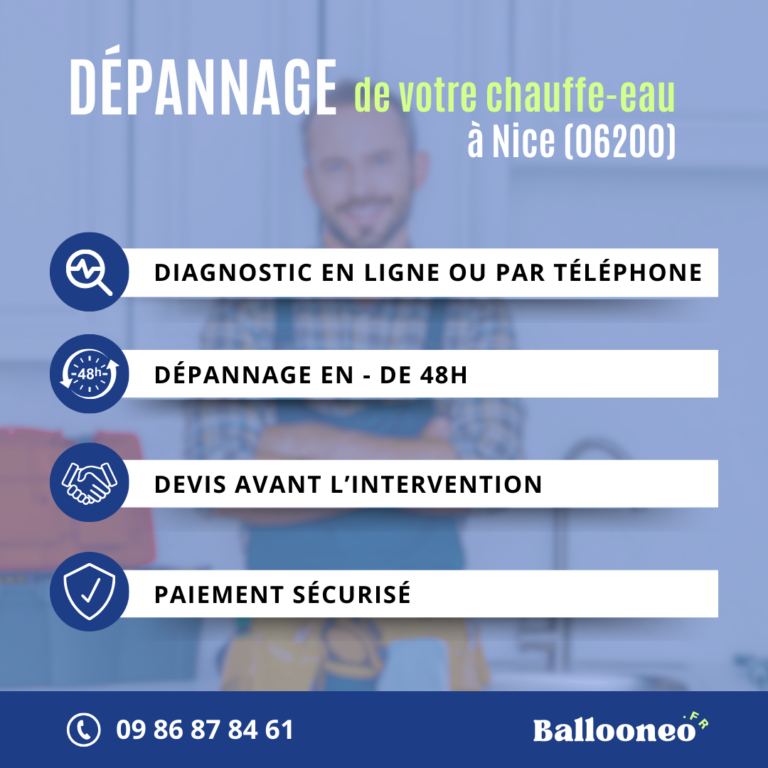 Déroulement d'un dépannage de chauffe-eau par Ballooneo à Nice (06200)