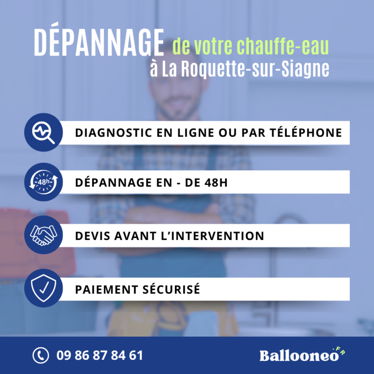 Déroulement d'un dépannage de chauffe-eau par Ballooneo à La Roquette-sur-Siagne (06550)
